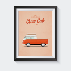 Split screen crew cab pickup