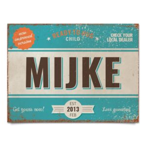 mijke-vintageblauw-wit-oranje-bruin koenmeloen naamborden