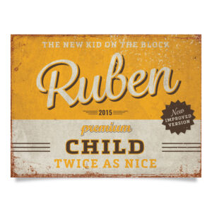 Geboortebord Ruben Geel Bruin