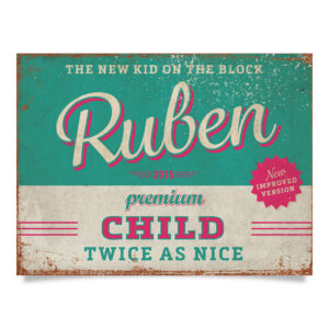 Geboortebord Ruben Blauw Roze