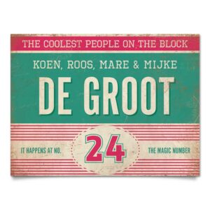 Naambord-de-Groot-voordeur-roze-mint-wit-koenmeloen