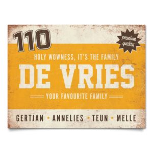 Naambord-de-Vries-voordeur-geel-wit-bruin-koenmeloen
