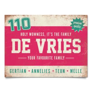 Naambord-de-Vries-voordeur-roze-wit-mint-koenmeloen