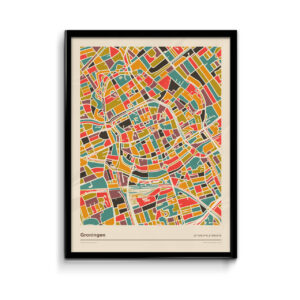 Groningen-mozaiek-poster-retro-warme-kleuren koenmeloen