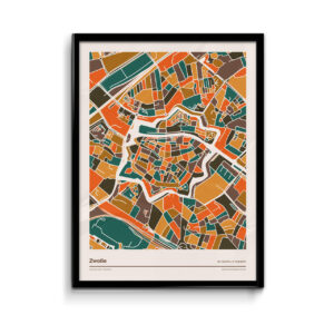 Zwolle - mozaiek-poster-print-oranje-bruine--tinten-koenmeloen