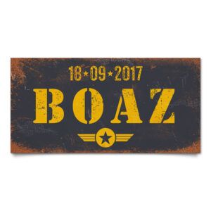 naambord-boaz-zwart-geel-leger-army-koenmeloen