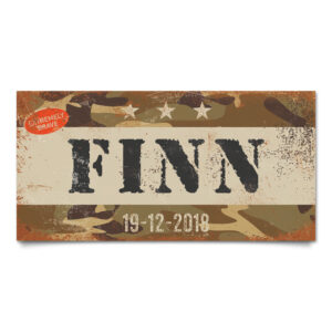 naambord-finn-bruin-zwarte-text-leger-army-koenmeloen-
