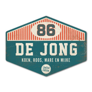 Naambord-de-jong-blauw-wit-rood-koenmeloen voordeur