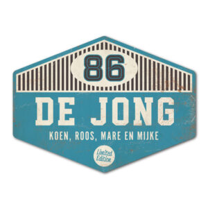 Naambord-de-jong-blauw-wit-zwart-koenmeloen voordeur