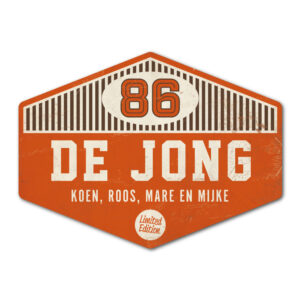 Naambord-de-jong-oranje-wit-bruin koenmeloen voordeur