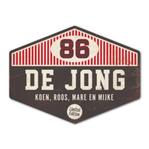 Naambord-de-jong-zwart-wit-rood koenmeloen voordeur