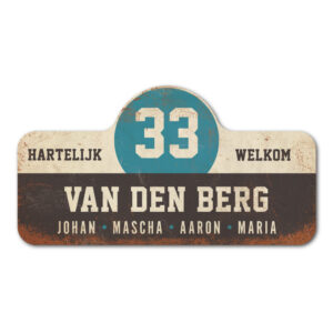 Van-den-Berg-naambord-koenmeloen-zwart-wit-blauw rallybord
