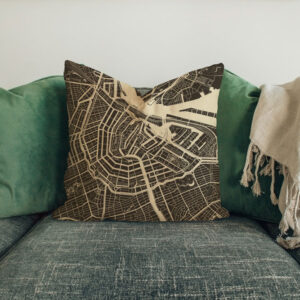 koenmeloen kussen amsterdam zwart wit