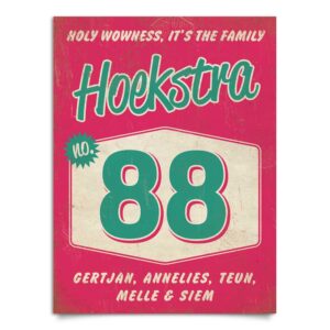 Naambord-Hoekstra-voordeur-roze-mint-wit-koenmeloen