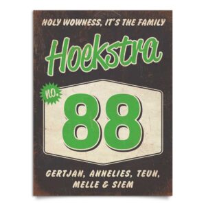 Naambord-Hoekstra-voordeur-zwart-groen-wit-koenmeloen