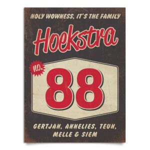 Naambord-Hoekstra-voordeur-zwart-rood-wit-koenmeloen