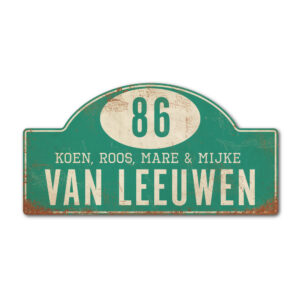 Naambord-Van-leeuwen-voordeur-koenmeloen-mint-wit-rallybord