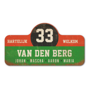 Van-den-Berg-naambord-koenmeloen-groen-rood-zwart-wit rallybord