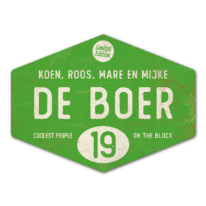 Naambord-de-boer-groen-wit-ruit-koenmeloen-vintage-muur