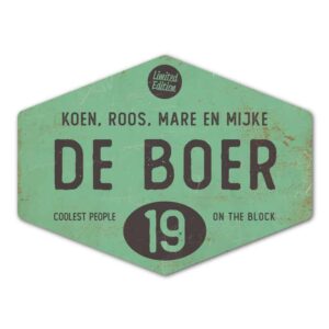 Naambord-de-boer-mint-zwart-ruit-koenmeloen-vintage-origineel-muur