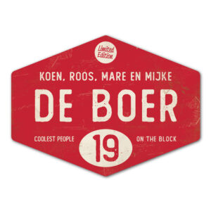 Naambord-de-boer-rood-wit-ruit-koenmeloen-vintage-muur