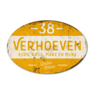 Naambord-Verhoeven-vintage-koenmeloen-voordeur-wit-geel
