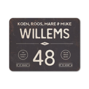 Naambord-Willems-koenmeloen-antraciet-wit