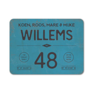 Naambord-Willems-koenmeloen-zwart-blauw