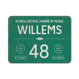 Naambord-Willems-koenmeloen-donkergroen-wit