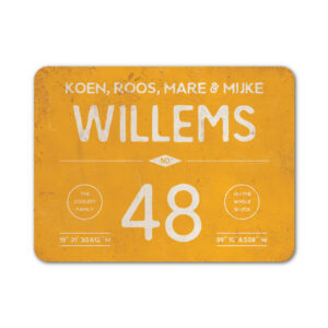 Naambord-Willems-koenmeloen-geel-wit