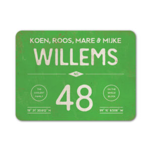 Naambord-Willems-koenmeloen-groen-wit