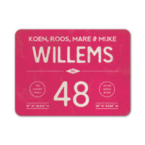 Naambord-Willems-koenmeloen-lnalroze-wit