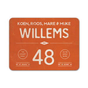 Naambord-Willems-koenmeloen-oranje-wit