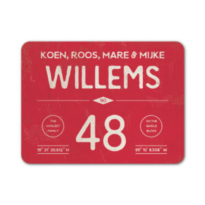 Naambord-Willems-koenmeloen-rood-wit