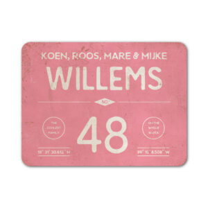 Naambord-Willems-koenmeloen-roze-wit