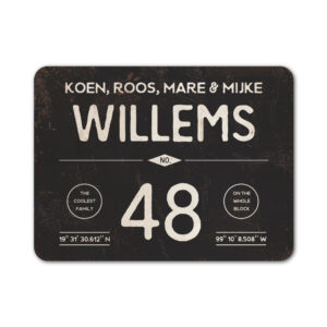 Naambord-Willems-koenmeloen-zwart-wit