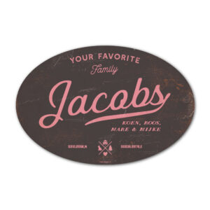 Naambord-Jacobs-koenmeloen-zwart-roze