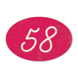 Huisnummer ovaal type 2   Koenmeloen   knalroze wit