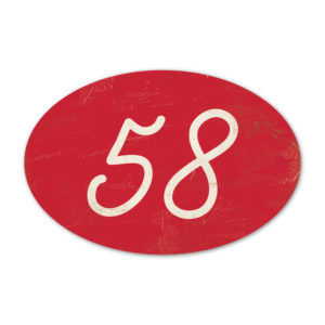 Huisnummer ovaal type 2   Koenmeloen   rood wit