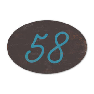 Huisnummer ovaal type 2   Koenmeloen   zwart blauw