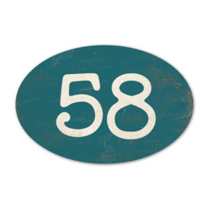 Huisnummer ovaal type 3 Koenmeloen petrol blauw wit