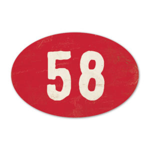 Huisnummer ovaal type 6 Koenmeloen rood wit