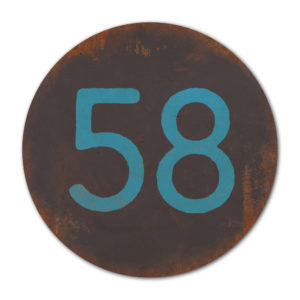 Huisnummer rond type 1   Koenmeloen   zwart blauw