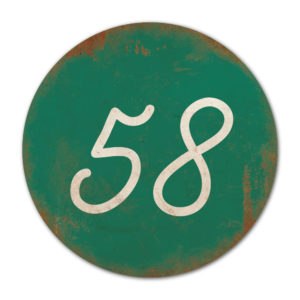 Huisnummer rond type 2 Koenmeloen donker groen wit