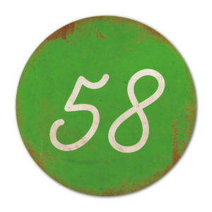 Huisnummer rond type 2 Koenmeloen groen wit