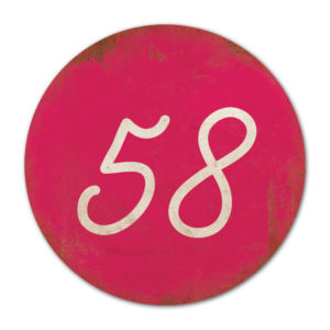 Huisnummer rond type 2 Koenmeloen knalroze wit