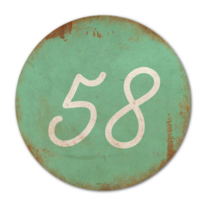 Huisnummer rond type 2 Koenmeloen mint wit