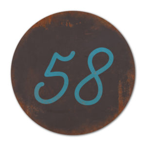 Huisnummer rond type 2 Koenmeloen zwart blauw