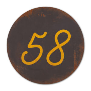 Huisnummer rond type 2 Koenmeloen zwart geel