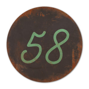 Huisnummer rond type 2 Koenmeloen zwart mint
